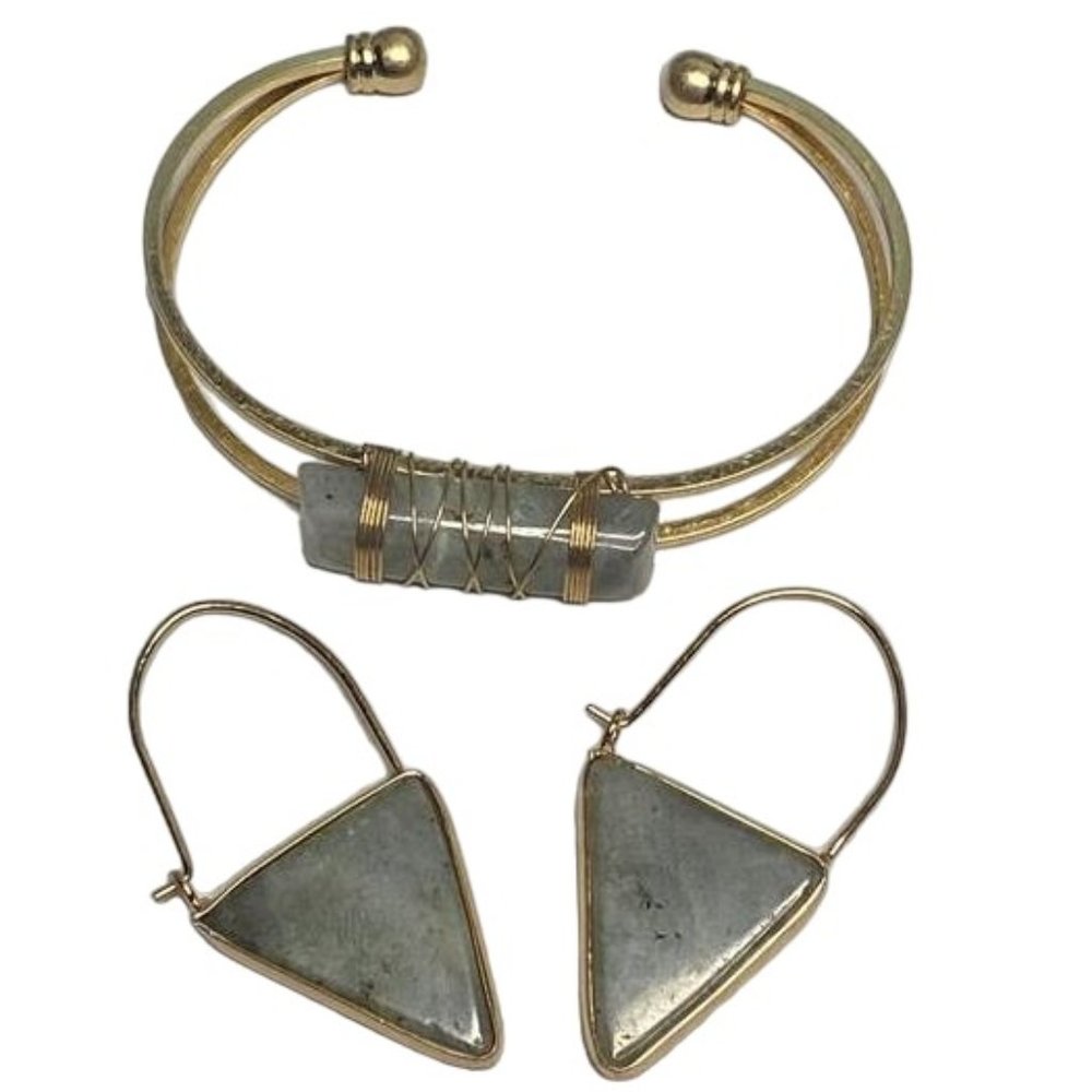 Slate Grey Stone Drop Earrings and Bracelet - NWT